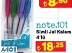 NOTE.101 SİMLİ JEL KALEM 4'LÜ NOTE.101 SİMLİ JEL KALEM 4'LÜ